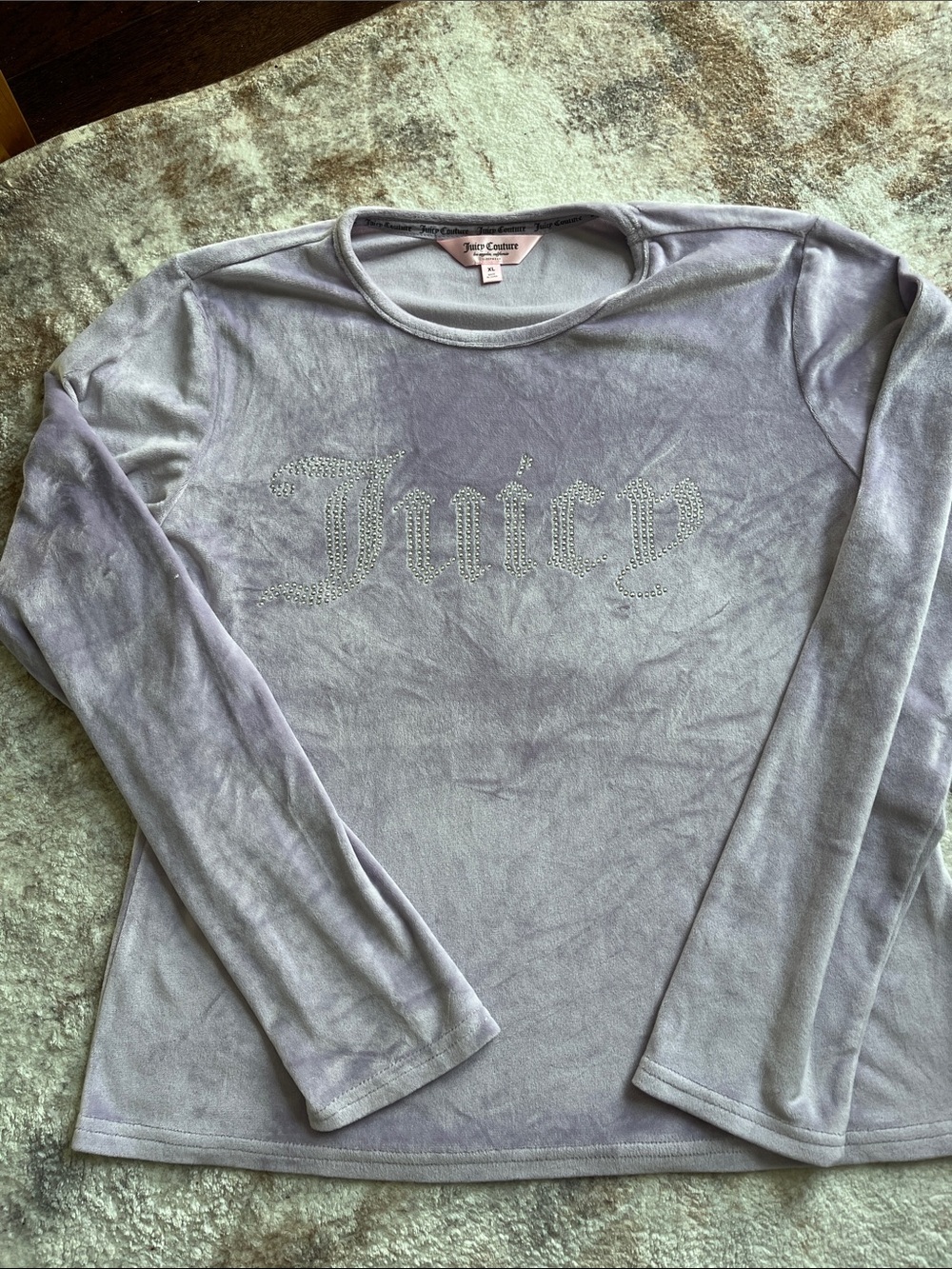 Juicy Couture Light Lavender Velour Rhinestone Logo Top